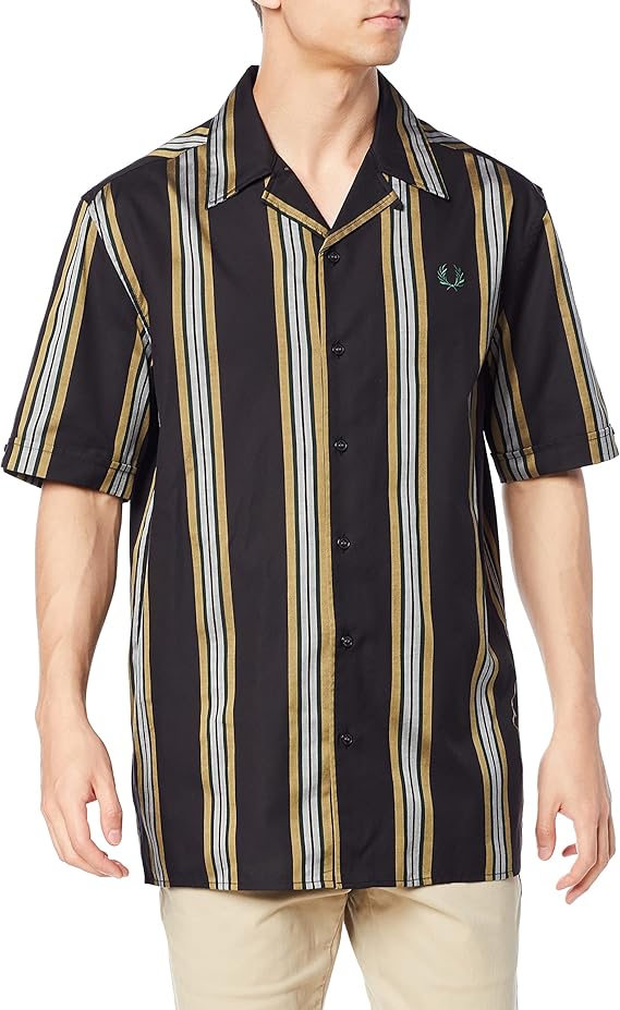 fred perry 纽扣衬衫 stripe revere collar shirt 男士